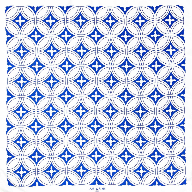 Hedvábný šátek ANTORINI Geometric II, modro bílý-ANTORINI®