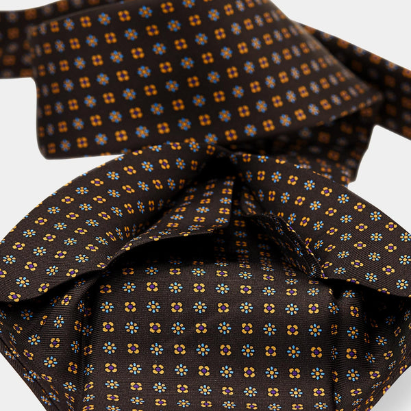 Elegantní hedvábná kravata ANTORINI, hnědá se vzorem-ANTORINI® (4343297835052)