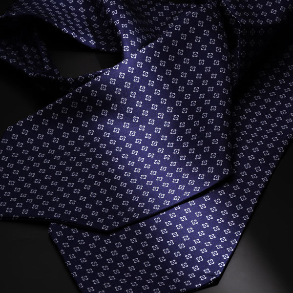 Hedvábná kravatová šála, tmavě modrá s květy-ANTORINI®