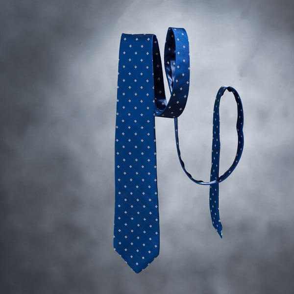 Hedvábná kravata ANTORINI, modrá s talismanem pro štěstí-ANTORINI®