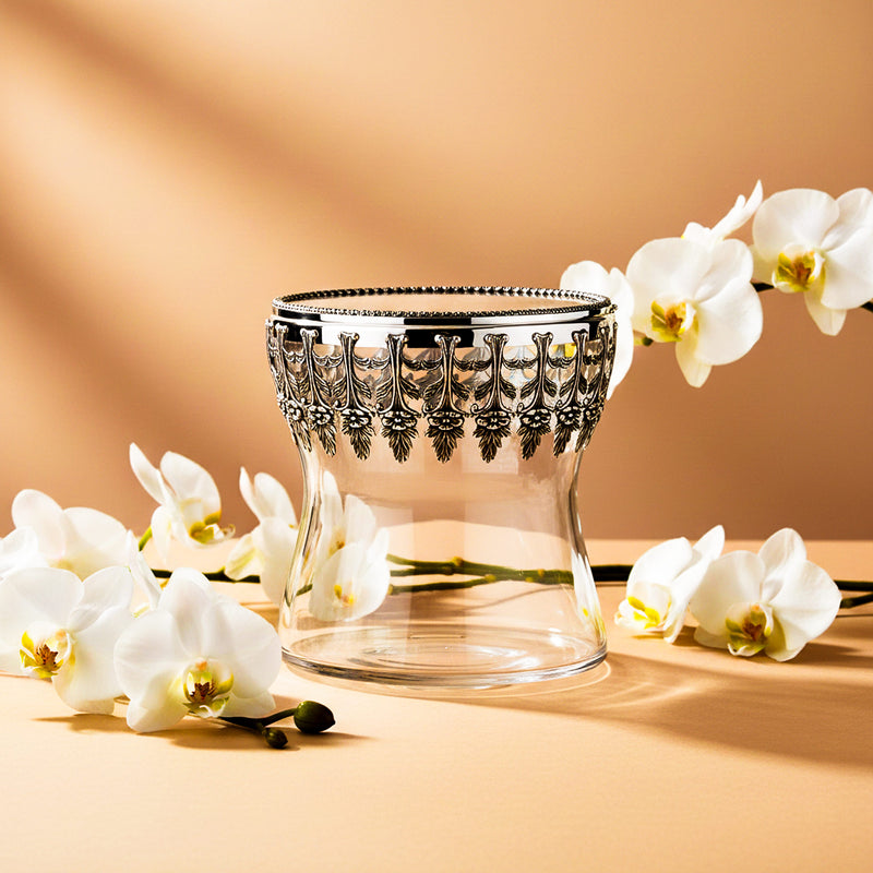 Skleněná dóza Giardino, postříbřeno