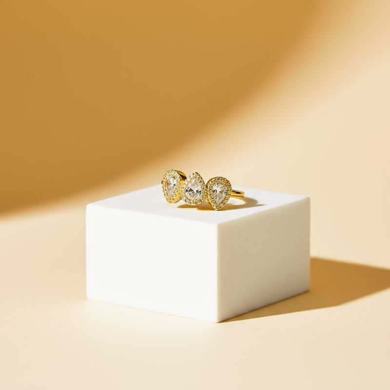 Stříbrný dámský prstýnek Drops, stříbro 925/1000, 2,7 g, pozlaceno