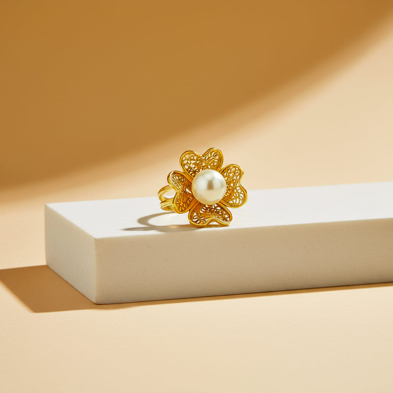 Stříbrný dámský prstýnek Lucky Pearl, stříbro 925/1000, 4 g, pozlaceno