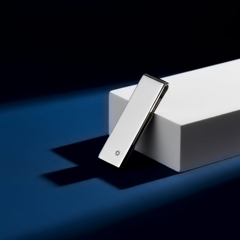 Stříbrná spona na peníze s diamantem, stříbro 925/1000, 14,5 g