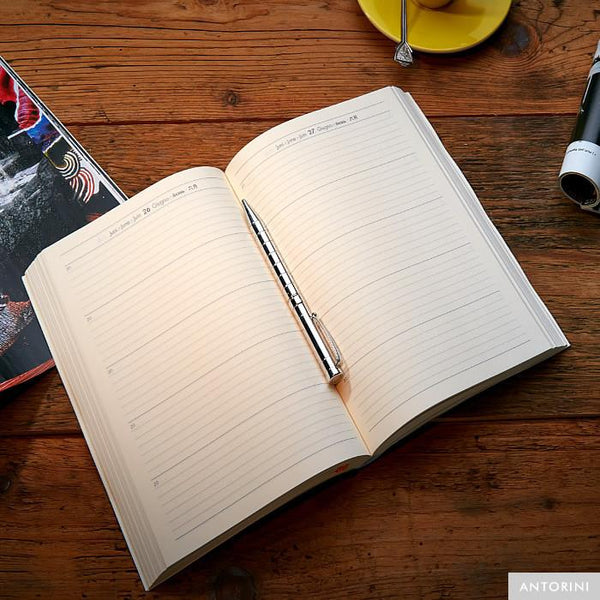 A5 Černý kožený diář / deník, plnitelný, VINTAGE kůže, 2026