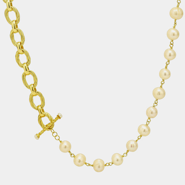 Stříbrný náhrdelník s perlami, pozlaceno, stříbro 925/1000, 9,6 g