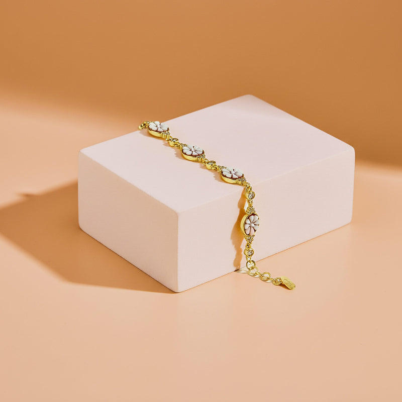 Stříbrný náramek s kamejí, stříbro 925/1000, 4,4 g, pozlaceno