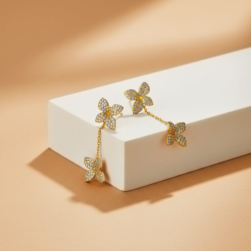 Stříbrné dámské náušnice Blossoms, stříbro 925/1000, 5,7 g, pozlaceno