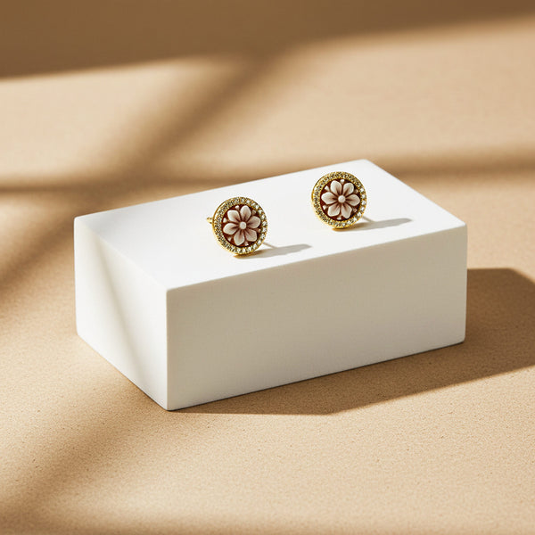 Stříbrné dámské náušnice s kamejí, stříbro 925/1000, 2,5 g, pozlaceno