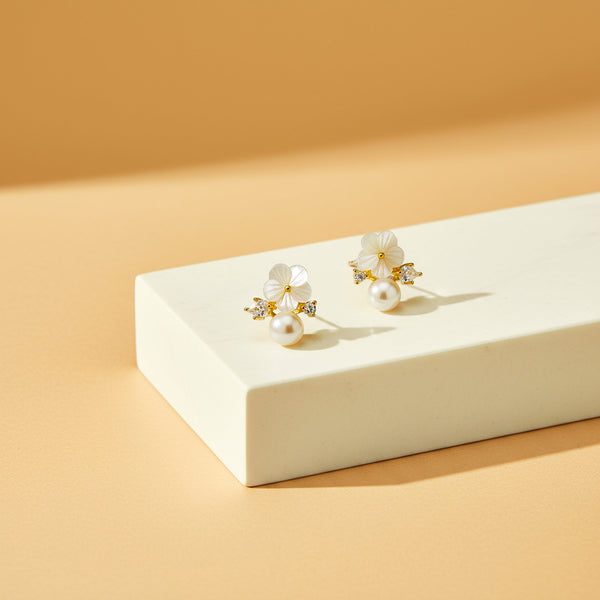 Stříbrné dámské náušnice Blossom, stříbro 925/1000, 1,3 g, pozlaceno