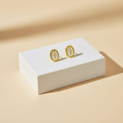 Stříbrné dámské náušnice Oval Cross, stříbro 925/1000, 2 g, pozlaceno