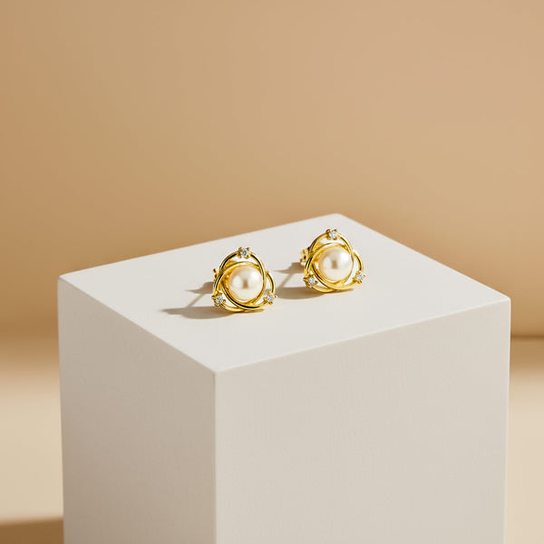 Stříbrné dámské náušnice Orbit, stříbro 925/1000, 2,2 g, pozlaceno