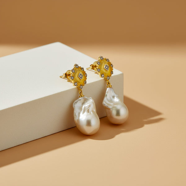 Stříbrné dámské náušnice Baroque, stříbro 925/1000, 3,9 g, pozlaceno