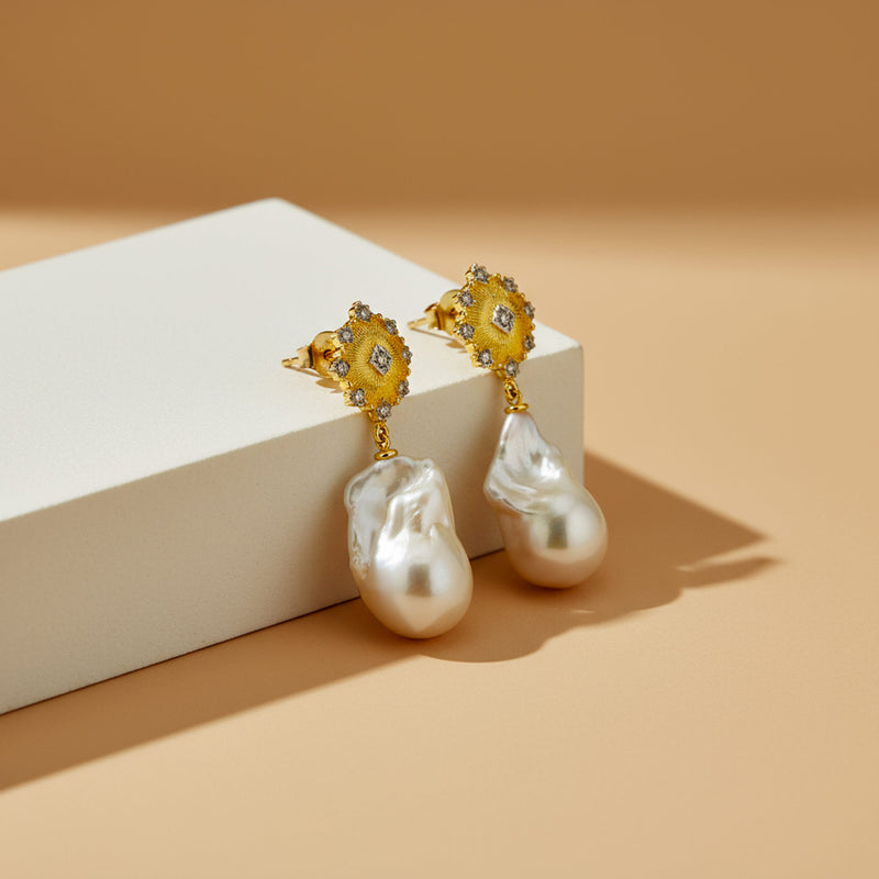 Stříbrné dámské náušnice Baroque, stříbro 925/1000, 3,9 g, pozlaceno