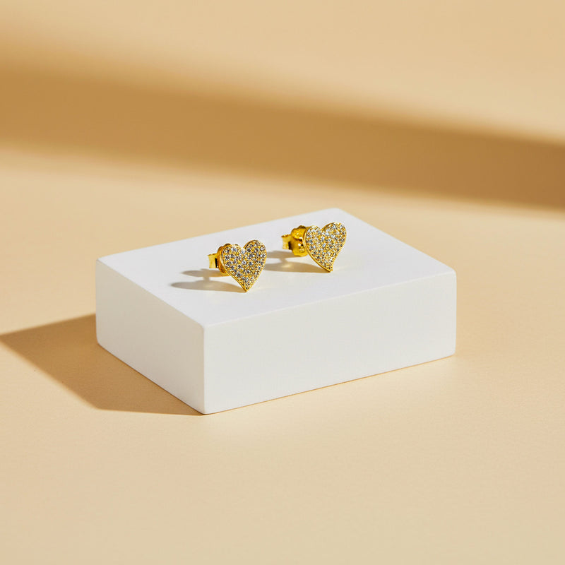 Stříbrné dámské náušnice Heart, stříbro 925/1000, 1,1 g, pozlaceno