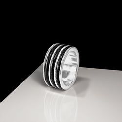 Pánský stříbrný prsten s kůží, stříbro 925/1000, 8,5 g