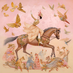 Hedvábný šátek ANTORINI Horse & Ballerina, LE, béžovo růžový