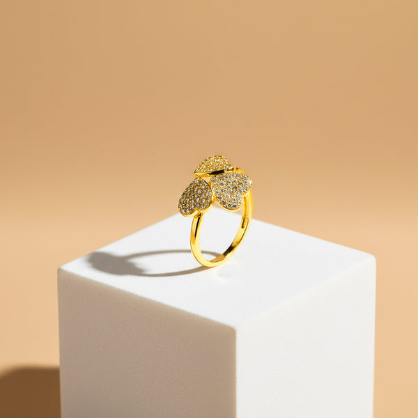 Stříbrný dámský prsten Hearts, stříbro 925/1000, 2,6 g, pozlaceno