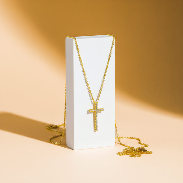 Stříbrný řetízek s křížkem, stříbro 925/1000, 2,7 g, pozlaceno