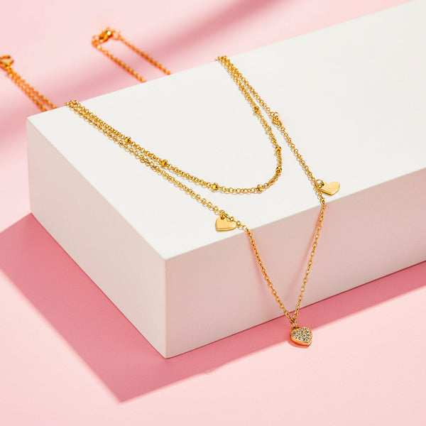 Stříbrný řetízek se srdíčky, stříbro 925/1000, 4,2 g, pozlaceno