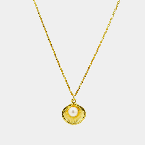 Stříbrný náhrdelník Shell & Pearl, pozlaceno, stříbro 925/1000, 4,7 g