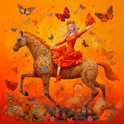 Hedvábný šátek ANTORINI Horse & Ballerina, LE, oranžový