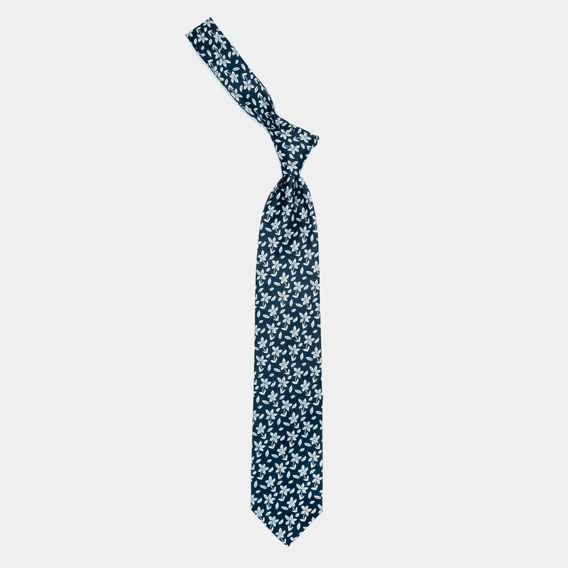 Klasická hedvábná kravata Blossoms, sedmkrát skládaná