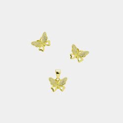 Set dámských náušnic a přívěsku na řetízek s motýlky a srdci, stříbro 925/1000, 2,6 g