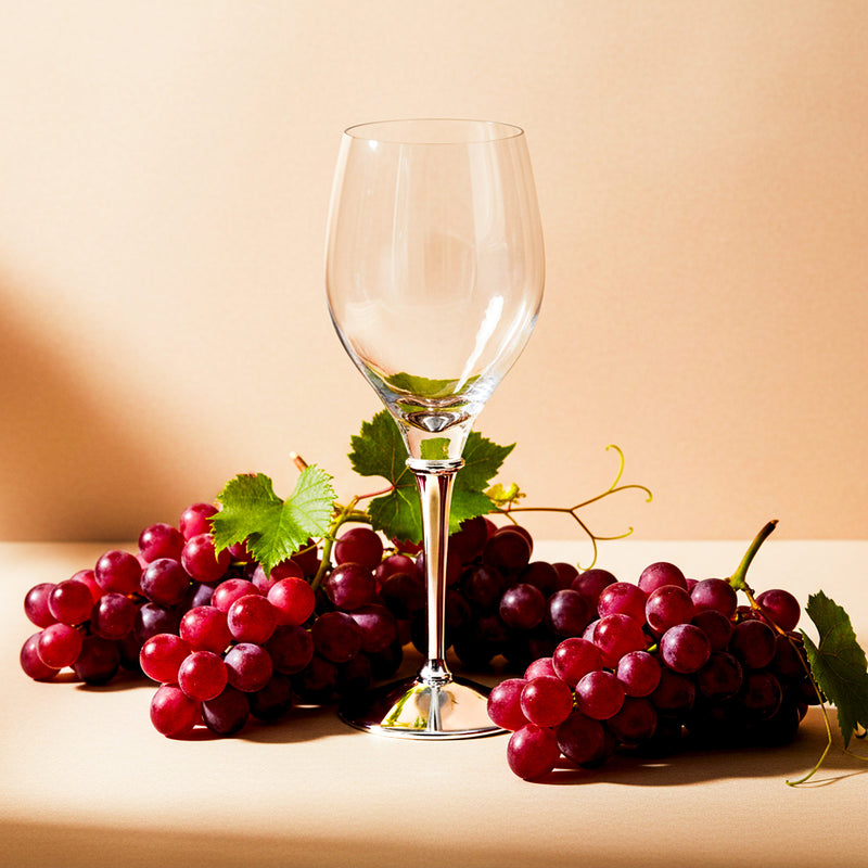 Sklenice na víno s postříbřenou nožičkou