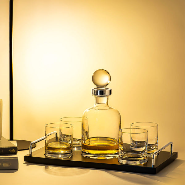 Křišťálový set na Whisky, postříbřeno
