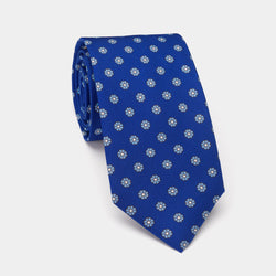 Hedvábná kravata Kámasútra, modrá s květy-ANTORINI®