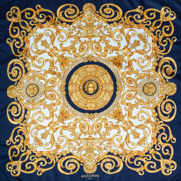 Hedvábný šátek ANTORINI Vintage, modrý, limitovaná kolekce-ANTORINI®