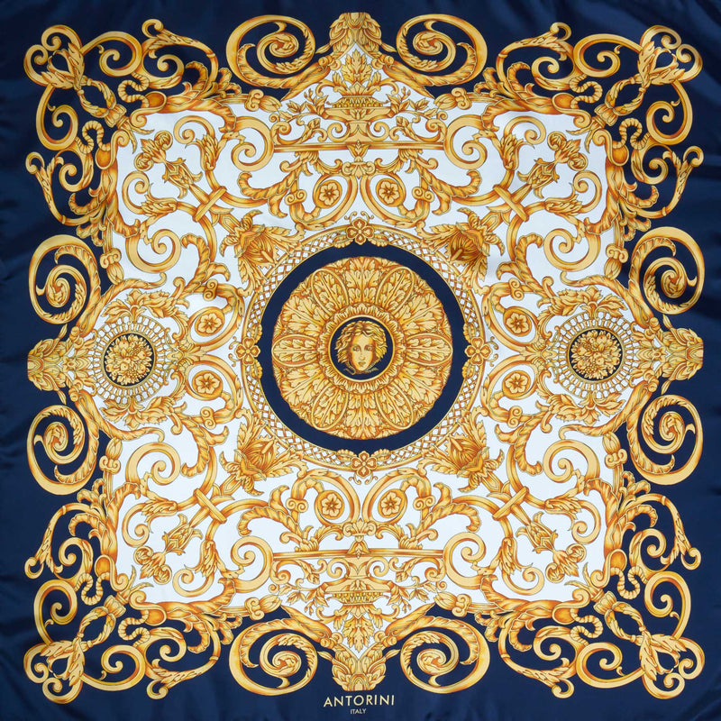 Hedvábný šátek ANTORINI Vintage, modrý, limitovaná kolekce-ANTORINI®