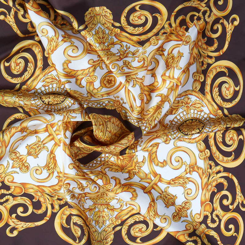 Hnědý hedvábný šátek ANTORINI Vintage, limitovaná kolekce-ANTORINI®