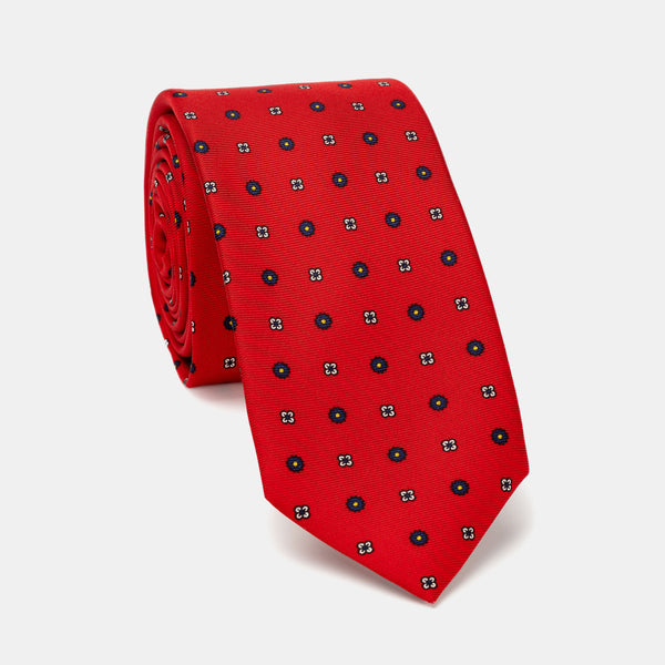 Luxusní hedvábná kravata ANTORINI, červená se vzorem-ANTORINI® (4320629653548)