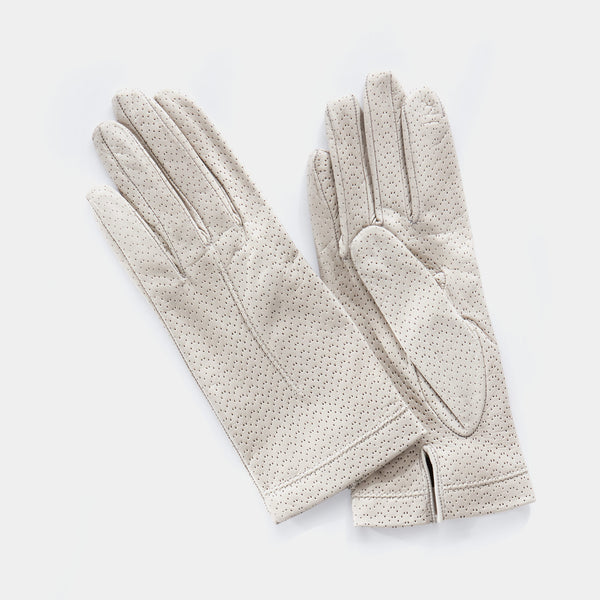 Dámské kožené rukavice s hedvábnou podšívkou, šedo krémové-ANTORINI® (4315576893484)