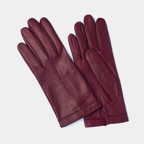 Dámské kožené rukavice s hedvábnou podšívkou, burgundy-ANTORINI® (4315598487596)