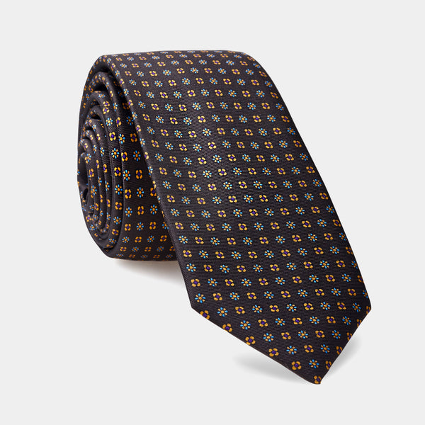 Elegantní hedvábná kravata ANTORINI, hnědá se vzorem-ANTORINI® (4343297835052)