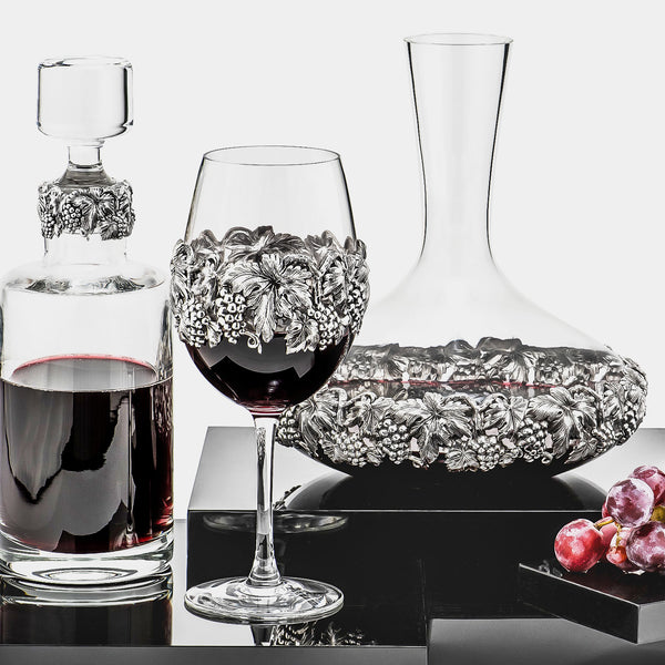 Křišťálová sklenice na víno s dekorací, postříbřeno, 1 kus-ANTORINI®