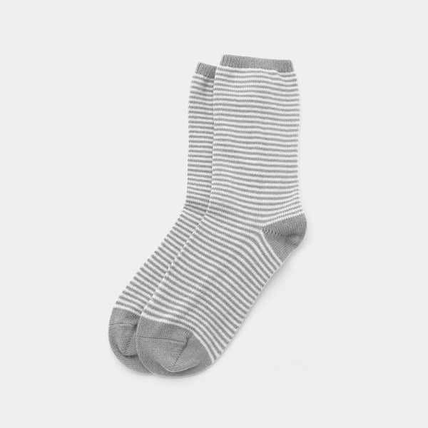 Dámské kašmírové ponožky, šedé s proužkem-ANTORINI®