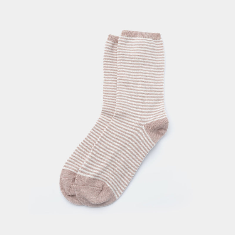 Dámské kašmírové ponožky, béžové s proužkem-ANTORINI®
