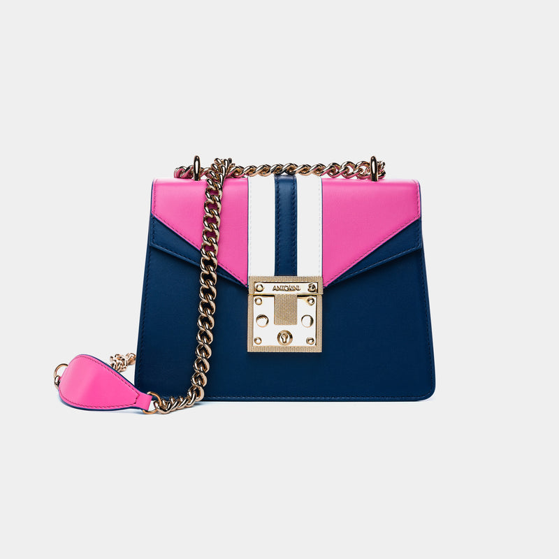 Luxusní kožená kabelka ANTORINI Chantal, modro-růžová-ANTORINI®