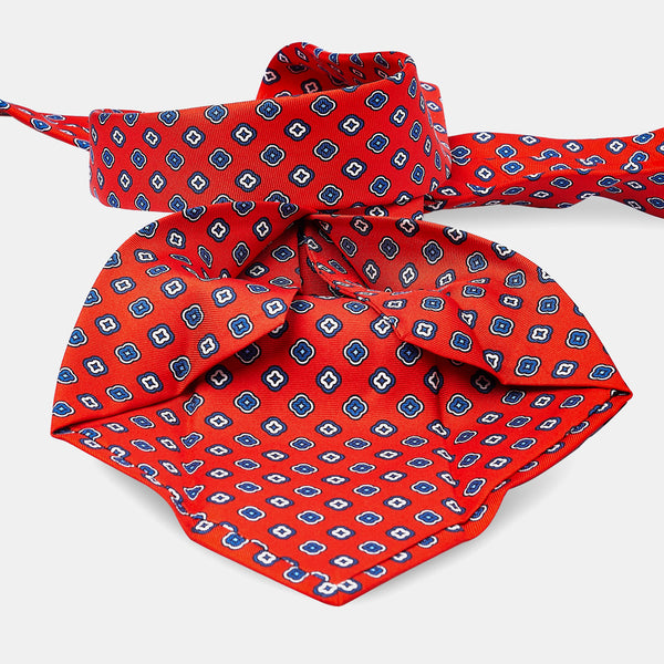 Luxusní hedvábná kravata ANTORINI, červená s květy-ANTORINI® (4320655409196)