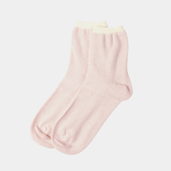 Dámské kašmírové ponožky, růžové s lemem (4324072914988)