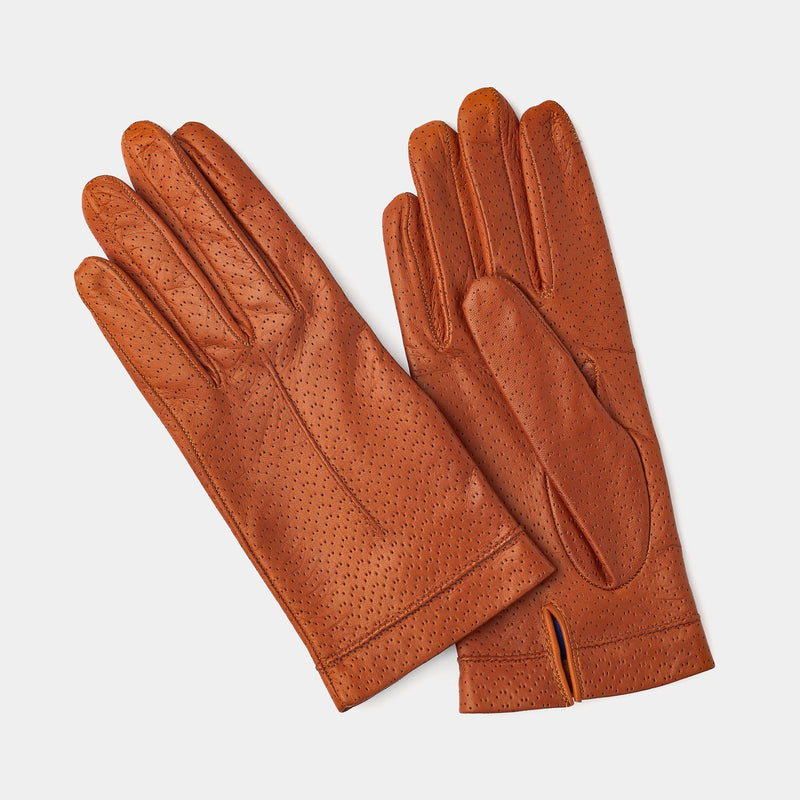Dámské kožené rukavice s hedvábnou podšívkou, světle hnědé-ANTORINI® (4315587641388)