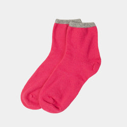 Dámské kašmírové ponožky, sytě růžové s lemem-ANTORINI® (4324101816364)