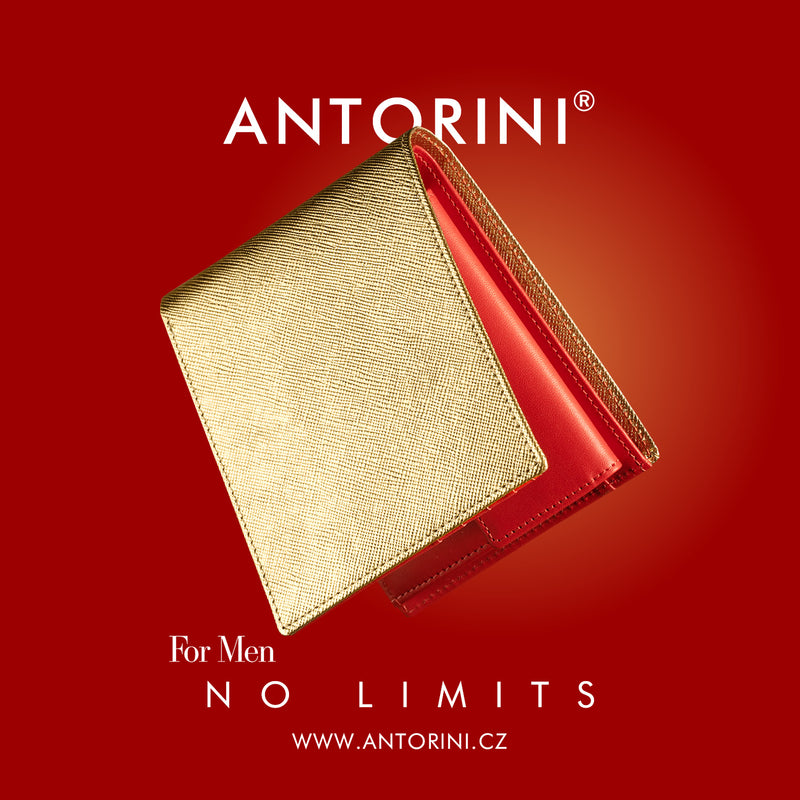 Kožená pánská peněženka ANTORINI No Limits, zlato červená-ANTORINI®