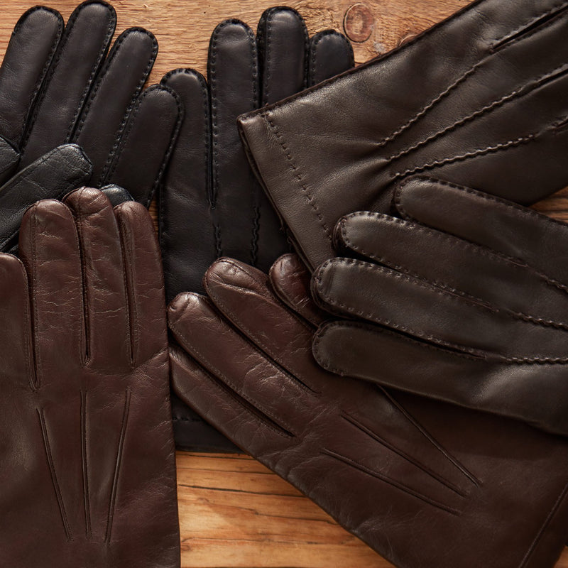 Pánské kožené rukavice hnědé, kašmírová podšívka-ANTORINI® (4315566407724)