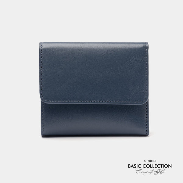 Kompaktní kožená TRIFOLD peněženka s přihrádkou na mince, modrá  - KORPORÁTNÍ DÁRKY / BASIC COLLECTION