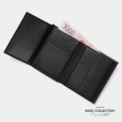 Velká pánská kožená peněženka na výšku, černá se vzorem